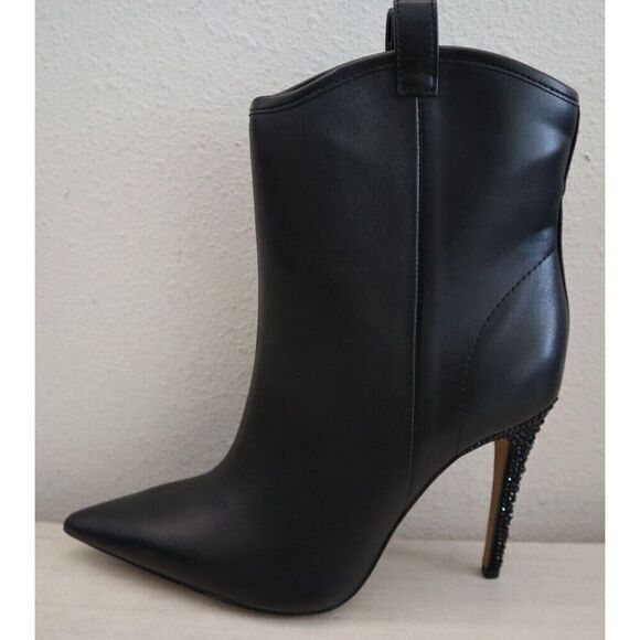 Karl Lagerfeld Women's Sz 5M Black Smooth Leather Embellished Ankle Boots - Picture 5 of 14